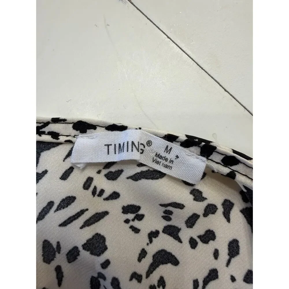 Timing Womens Sz M Animal Print Drape Neck Satin Feel Slip Midi Dress - Picture 5 of 7